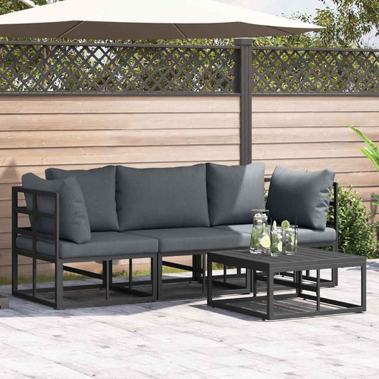 vidaXL Σετ Καναπέ Κήπου 4 pcs Μαύρο Μέταλλο