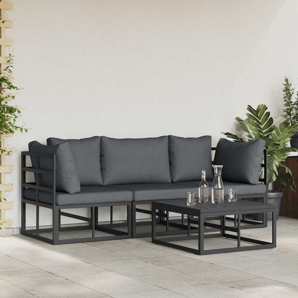 vidaXL Σετ Καναπέ Κήπου 4 pcs Μαύρο Μέταλλο