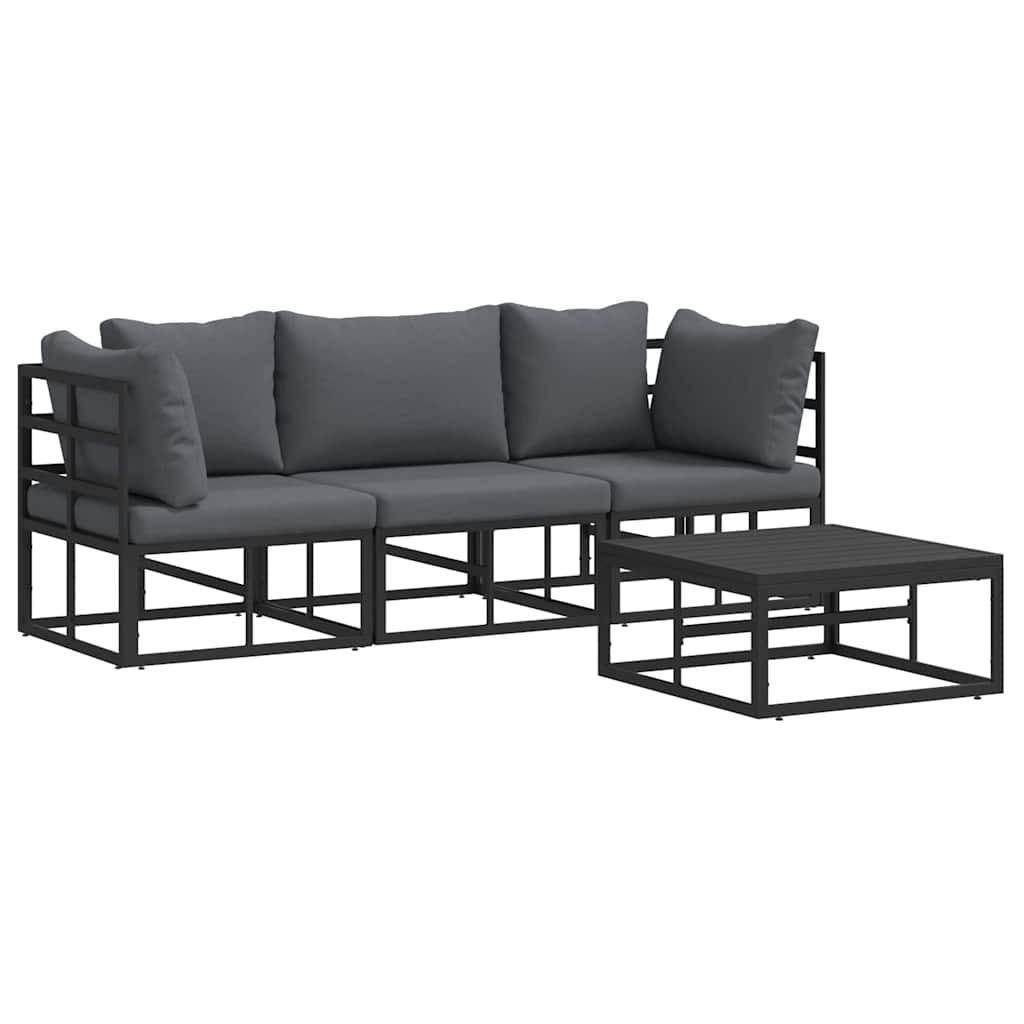 vidaXL Σετ Καναπέ Κήπου 4 pcs Μαύρο Μέταλλο