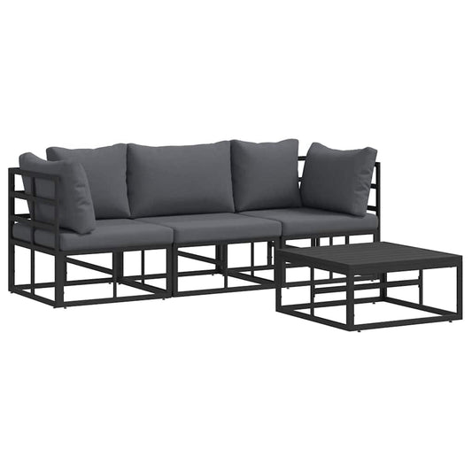 vidaXL Σετ Καναπέ Κήπου 4 pcs Μαύρο Μέταλλο