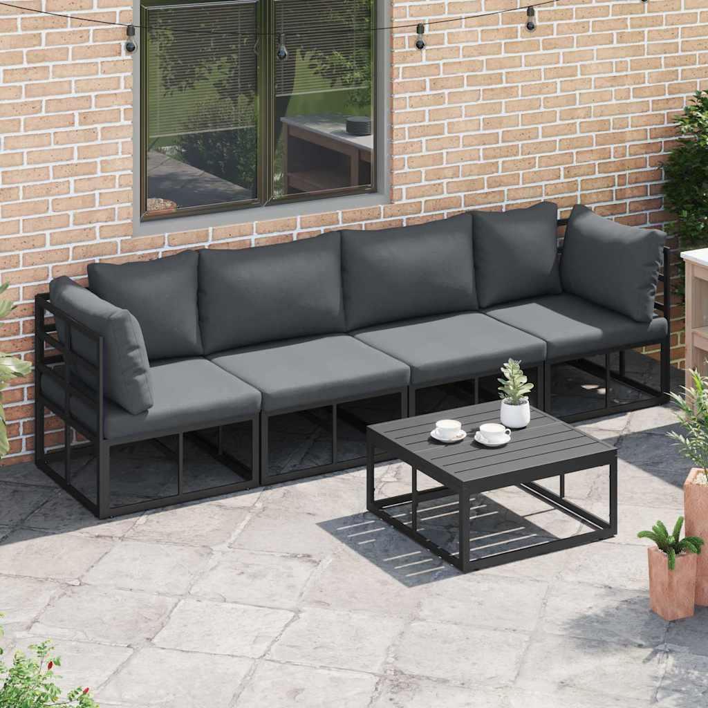 vidaXL Σετ Καναπέ Κήπου 4 pcs Μαύρο 283 x 71.5 x 71 εκ. Αλουμίνιο