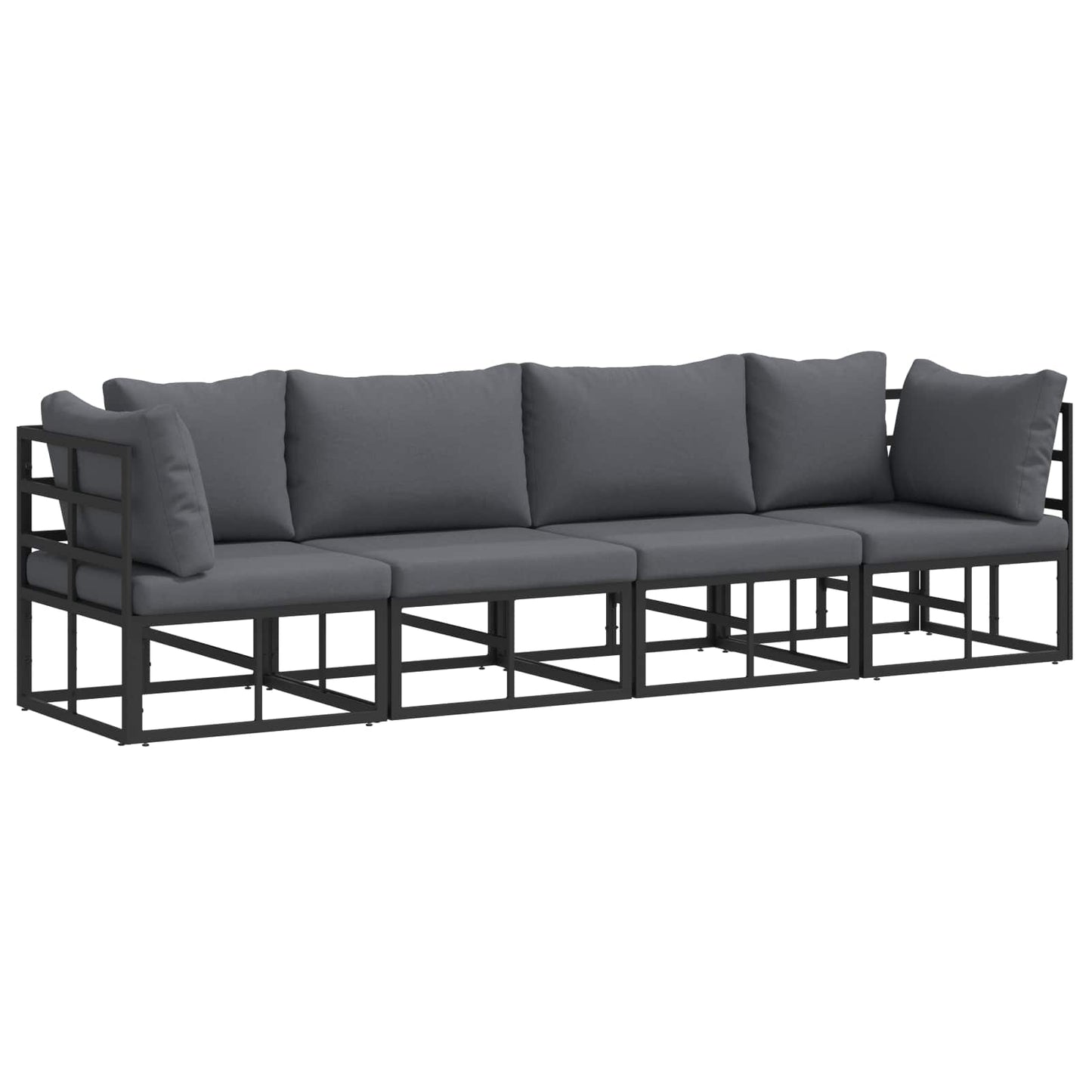 vidaXL Σετ Καναπέ Κήπου 4 pcs Μαύρο 283 x 71.5 x 71 εκ. Αλουμίνιο