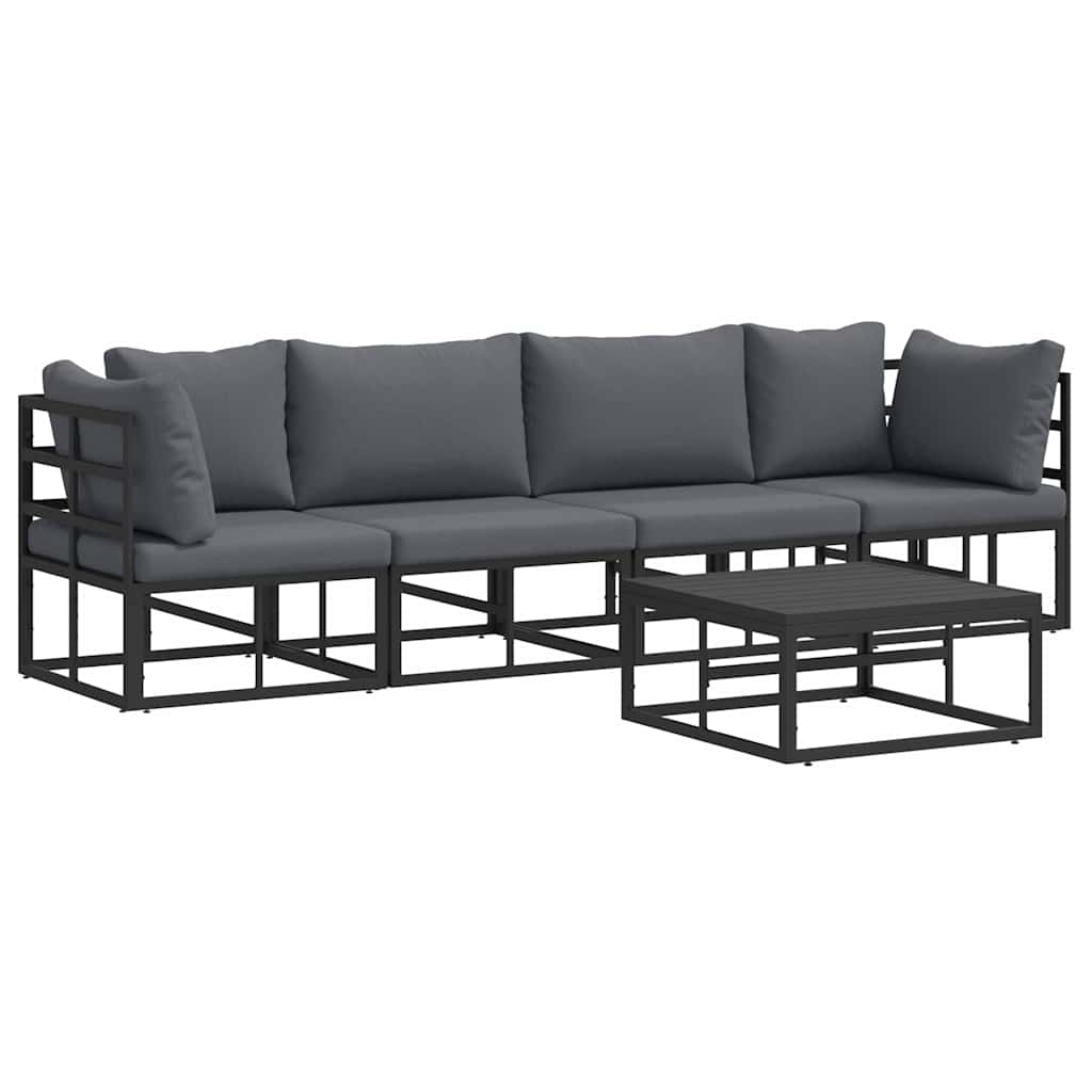 vidaXL Σετ Καναπέ Κήπου 5 pcs Μαύρο 70 x 70 x 32 εκ Αλουμίνιο