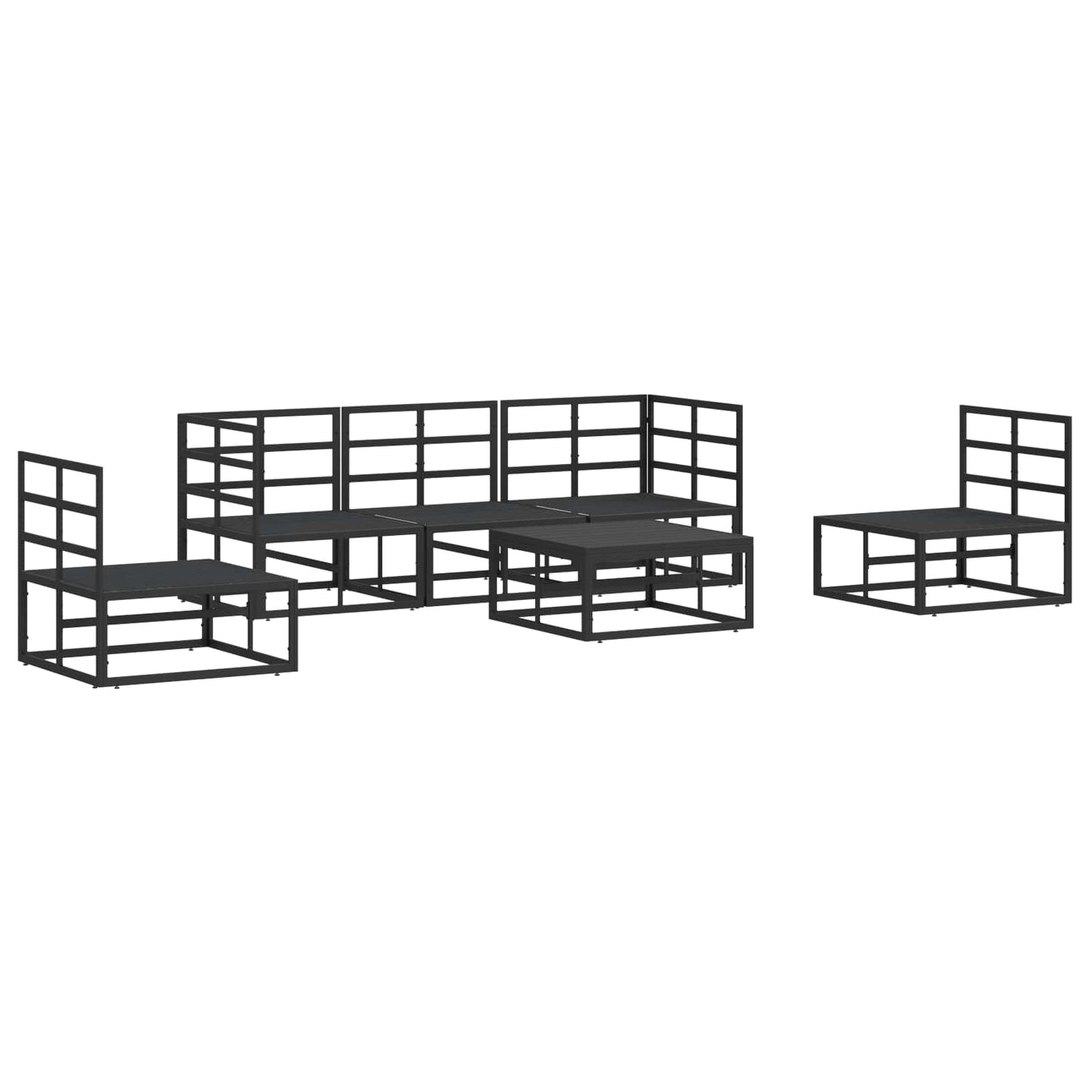 vidaXL Σετ Καναπέ Κήπου με μαξιλάρι 6 pcs Μαύρο Αλουμίνιο
