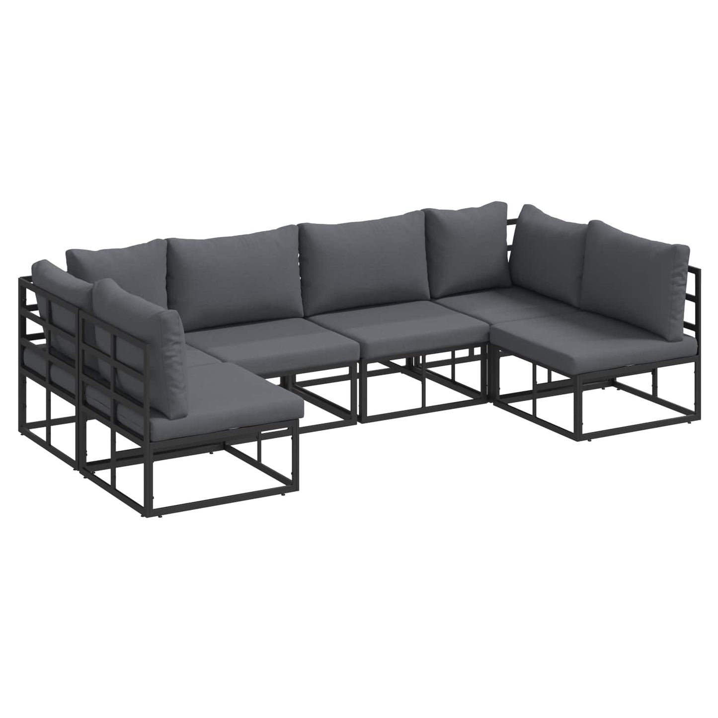 vidaXL Σετ Καναπέ Κήπου 6 pcs Μαύρο 283 x 141.5 x 71 εκ Αλουμίνιο