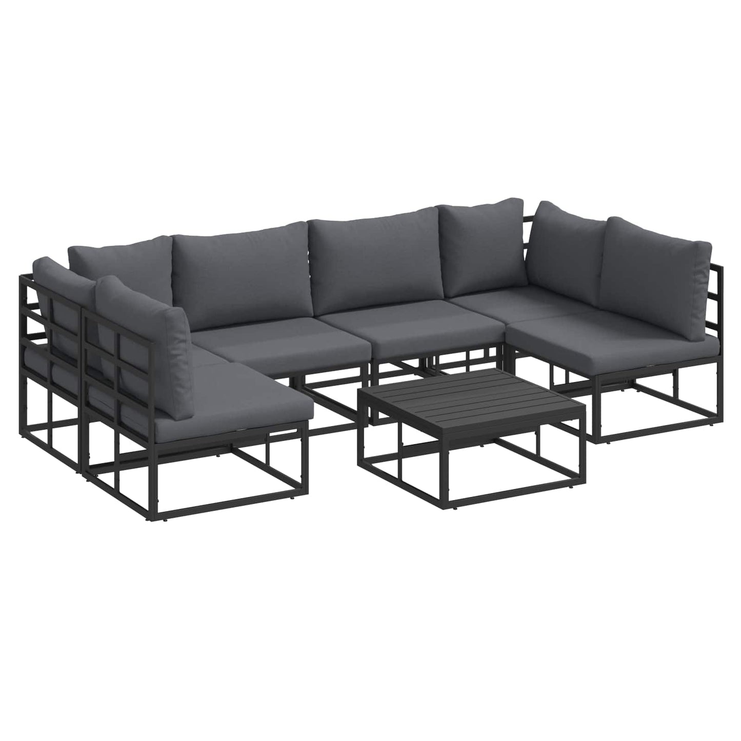 vidaXL Σετ Καναπέ Κήπου 7 pcs Μαύρο 70 x 70 x 32 εκ Αλουμίνιο