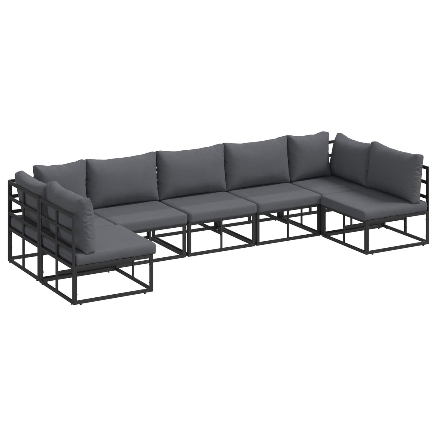 vidaXL Σετ Καναπέ Κήπου 7 pcs Μαύρο 353 x 141.5 x 71 εκ Αλουμίνιο