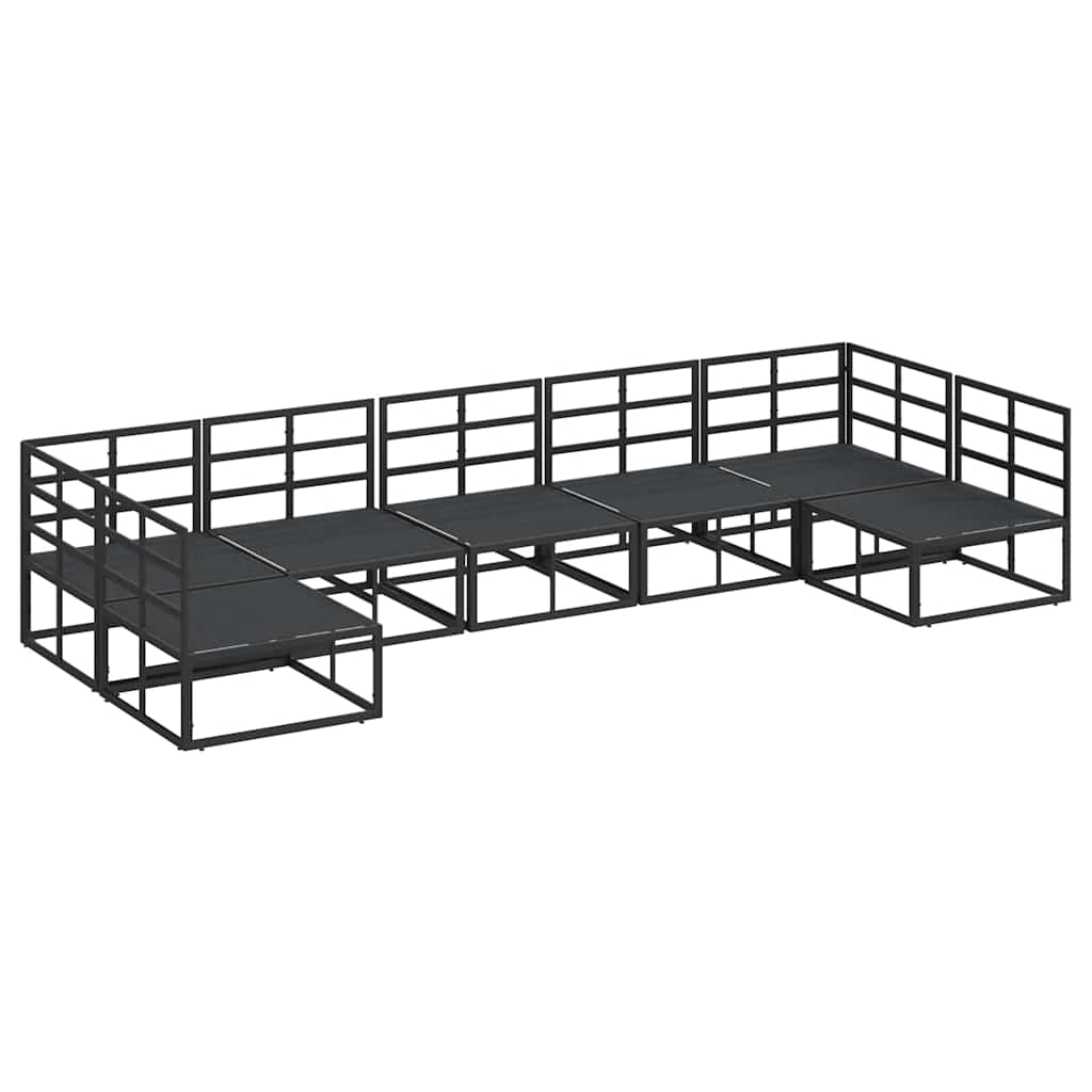 vidaXL Σετ Καναπέ Κήπου 7 pcs Μαύρο 353 x 141.5 x 71 εκ Αλουμίνιο