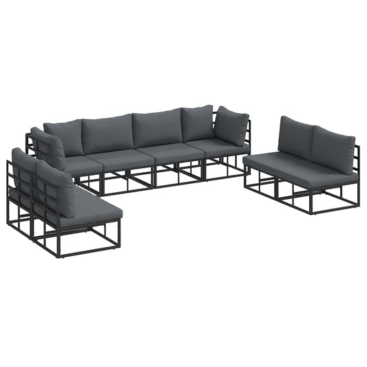 vidaXL Σετ Καναπέ Κήπου 8 pcs Μαύρο 283 x 71.5 x 71 εκ. Αλουμίνιο