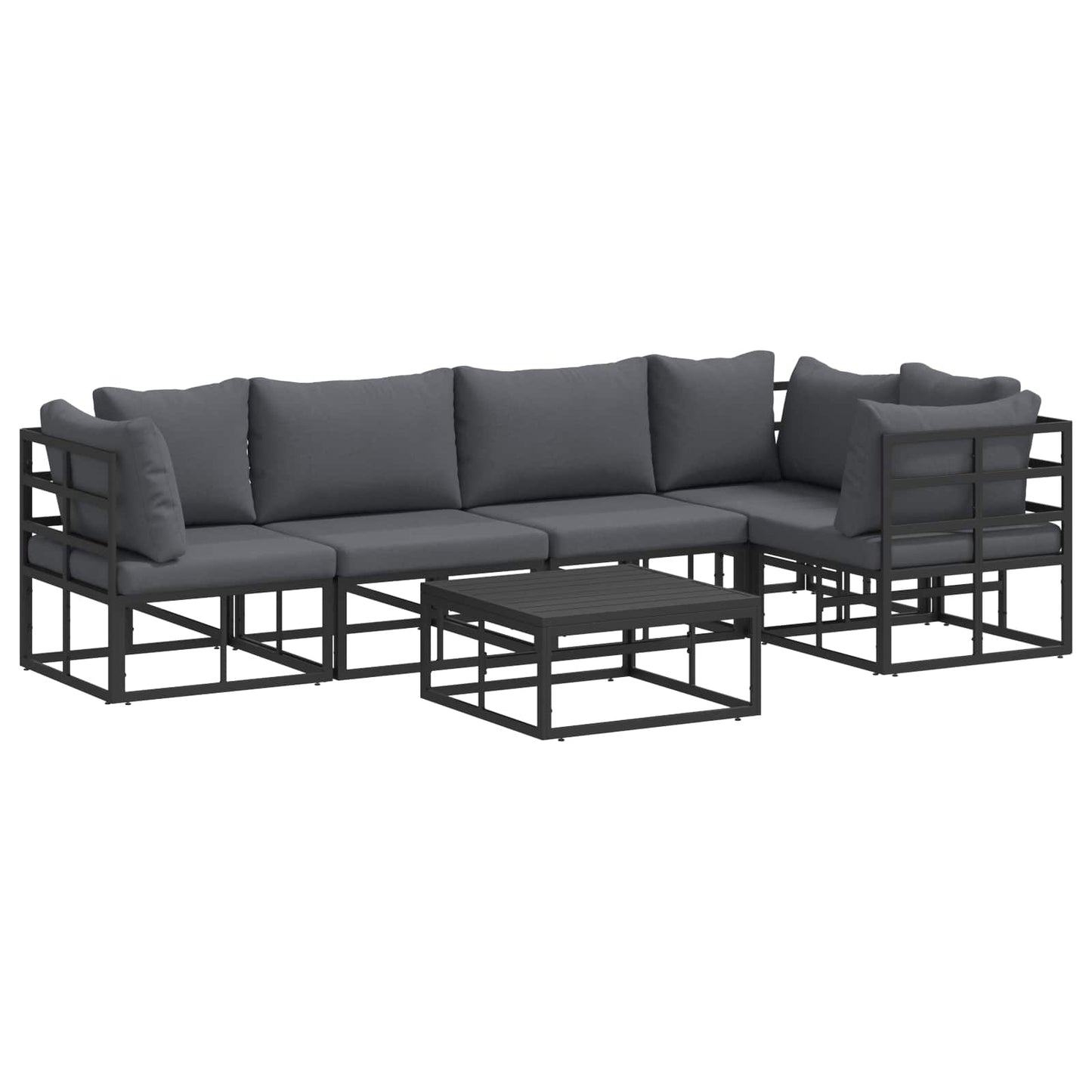 vidaXL Σετ Καναπέ Κήπου 6 pcs Μαύρο 70 x 70 x 32 εκ Αλουμίνιο