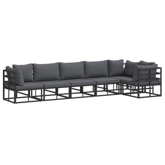 vidaXL Σετ Καναπέ Κήπου με μαξιλάρι 6 pcs Μαύρο Αλουμίνιο