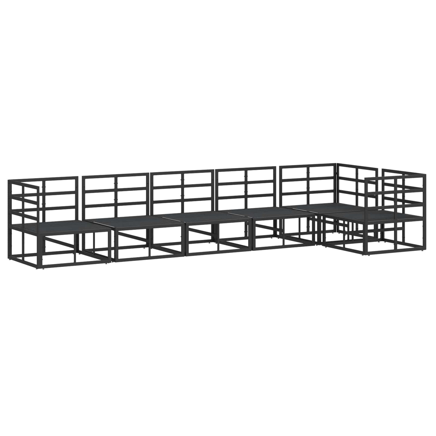 vidaXL Σετ Καναπέ Κήπου με μαξιλάρι 6 pcs Μαύρο Αλουμίνιο