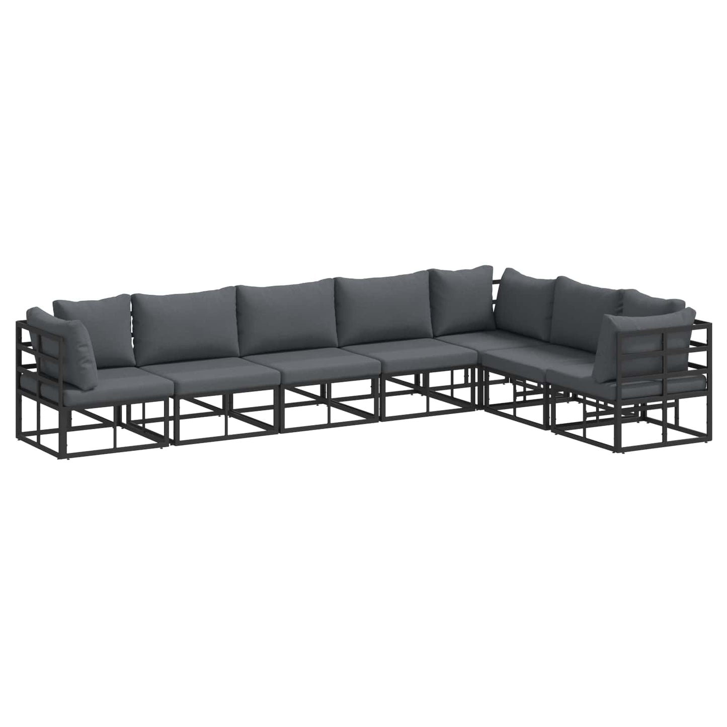 vidaXL Σετ Καναπέ Κήπου 7 pcs Μαύρο 70 x 70 x 32 εκ Αλουμίνιο