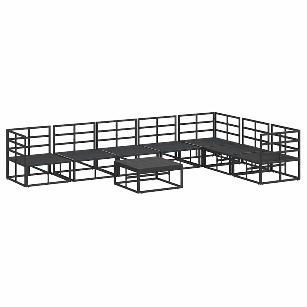 vidaXL Σετ Καναπέ Κήπου 8 pcs Μαύρο 70 x 70 x 32 εκ Αλουμίνιο