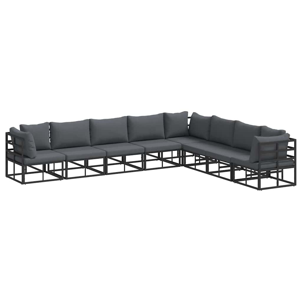 vidaXL Σετ Καναπέ Κήπου 8 pcs Μαύρο 353 x 283 x 71 εκ. Αλουμίνιο