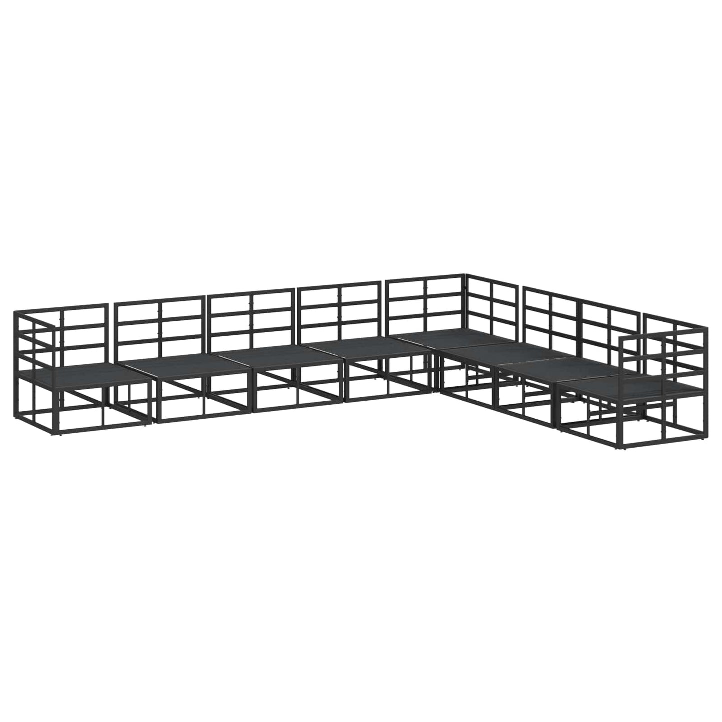 vidaXL Σετ Καναπέ Κήπου με μαξιλάρι 8 pcs Μαύρο Αλουμίνιο