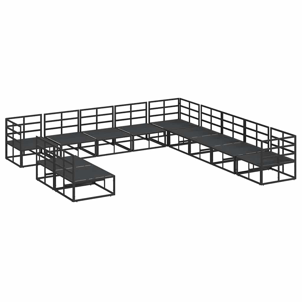 vidaXL Σετ Καναπέ Κήπου 11 pcs Μαύρο 70 x 70 x 32 εκ. Αλουμίνιο