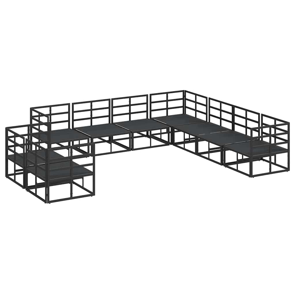 vidaXL Σετ Καναπέ Κήπου 9 pcs Μαύρο 283 x 283 x 71 εκ. Αλουμίνιο