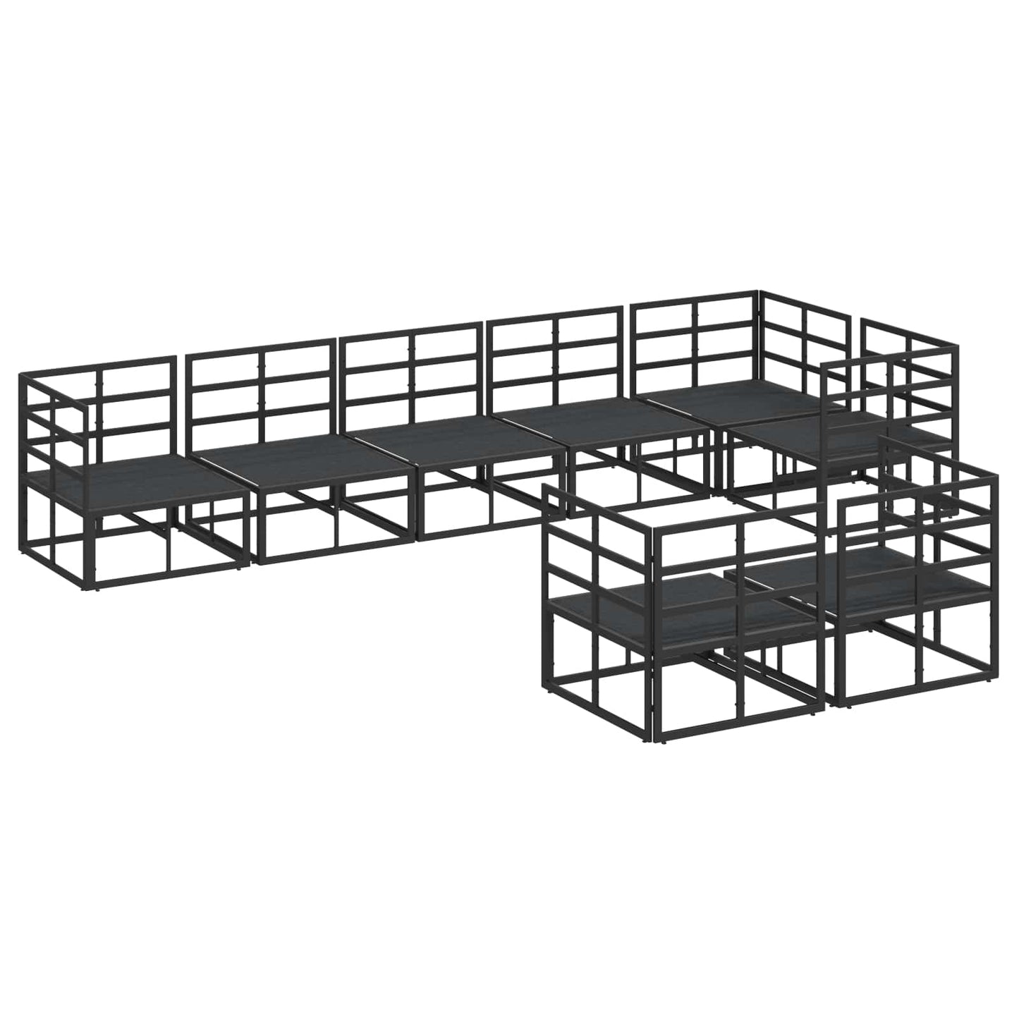 vidaXL Σετ Καναπέ Κήπου με μαξιλάρι 8 pcs Μαύρο Αλουμίνιο