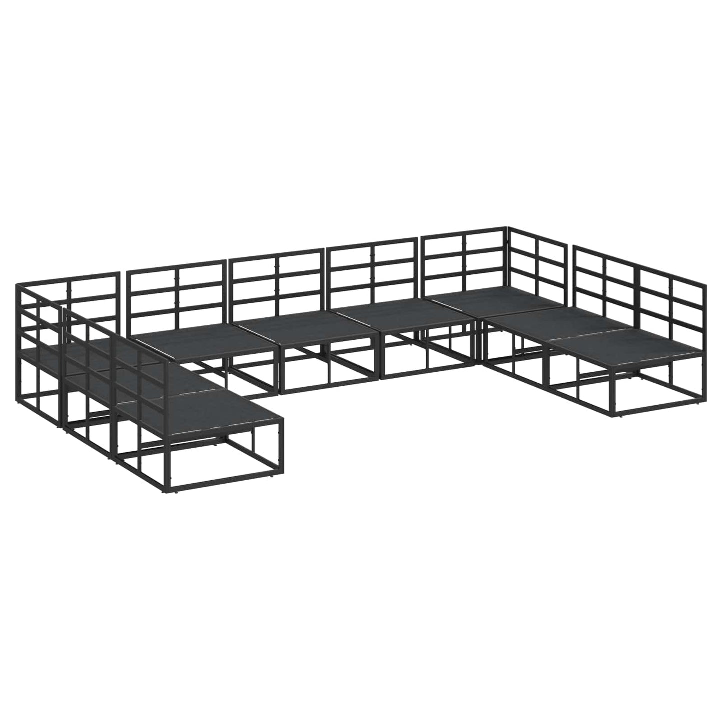 vidaXL Σετ Καναπέ Κήπου με μαξιλάρι 9 pcs Μαύρο Αλουμίνιο