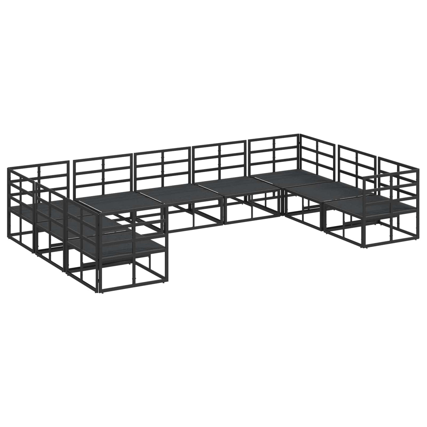vidaXL Σετ Καναπέ Κήπου με μαξιλάρι 9 pcs Μαύρο Αλουμίνιο