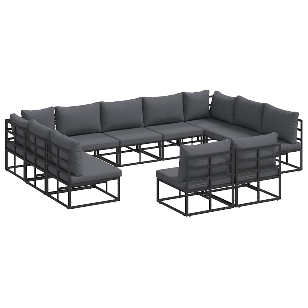 vidaXL Σετ Καναπέ Κήπου 11 pcs Μαύρο 353 x 211.5 x 71 εκ Αλουμίνιο