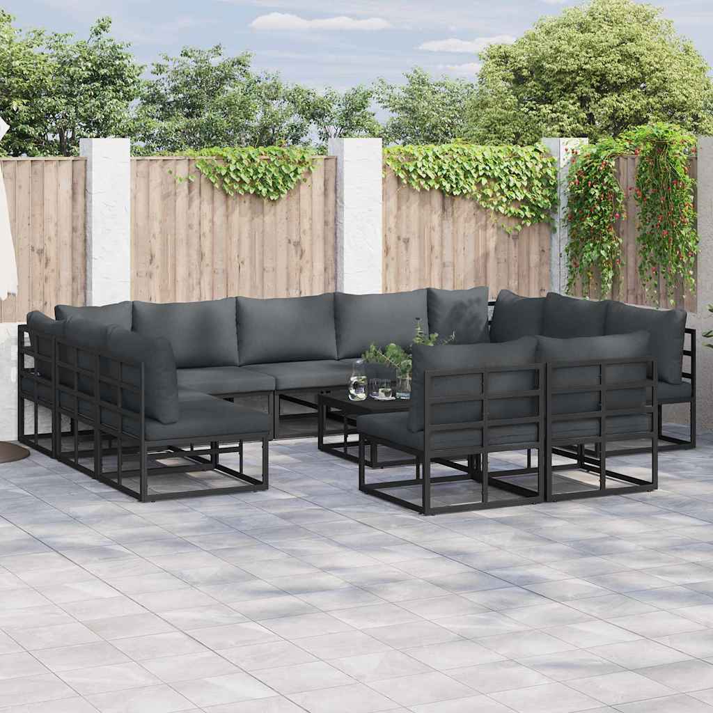 vidaXL Σετ Καναπέ Κήπου 12 pcs Μαύρο 70 x 70 x 32 εκ Αλουμίνιο