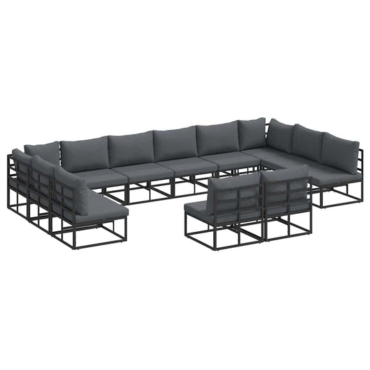 vidaXL Σετ Καναπέ Κήπου 12 pcs Μαύρο 423 x 211.5 x 71 εκ Αλουμίνιο