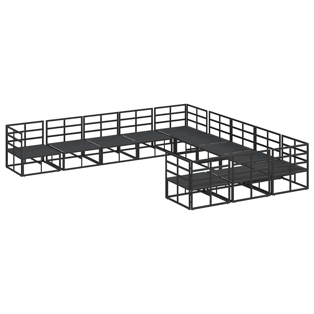 vidaXL Σετ Καναπέ Κήπου 11 pcs Μαύρο 70 x 70 x 32 εκ Αλουμίνιο