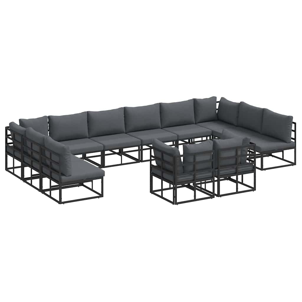 vidaXL Σετ Καναπέ Κήπου 12 pcs Μαύρο 423 x 211.5 x 71 εκ Αλουμίνιο