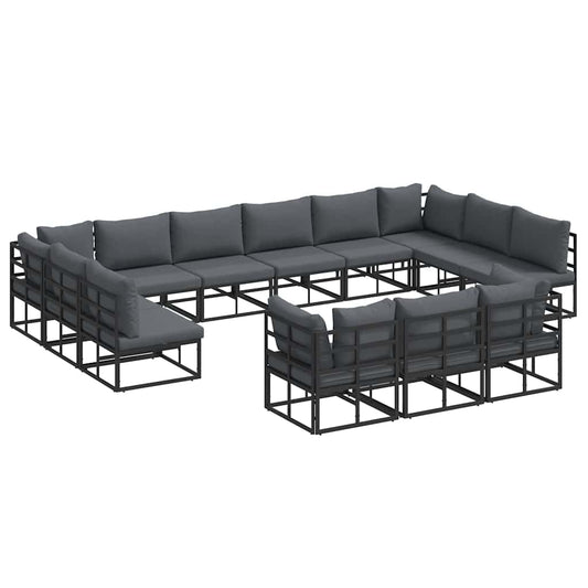 vidaXL Σετ Καναπέ Κήπου 13 pcs Μαύρο 423 x 211.5 x 71 εκ Αλουμίνιο