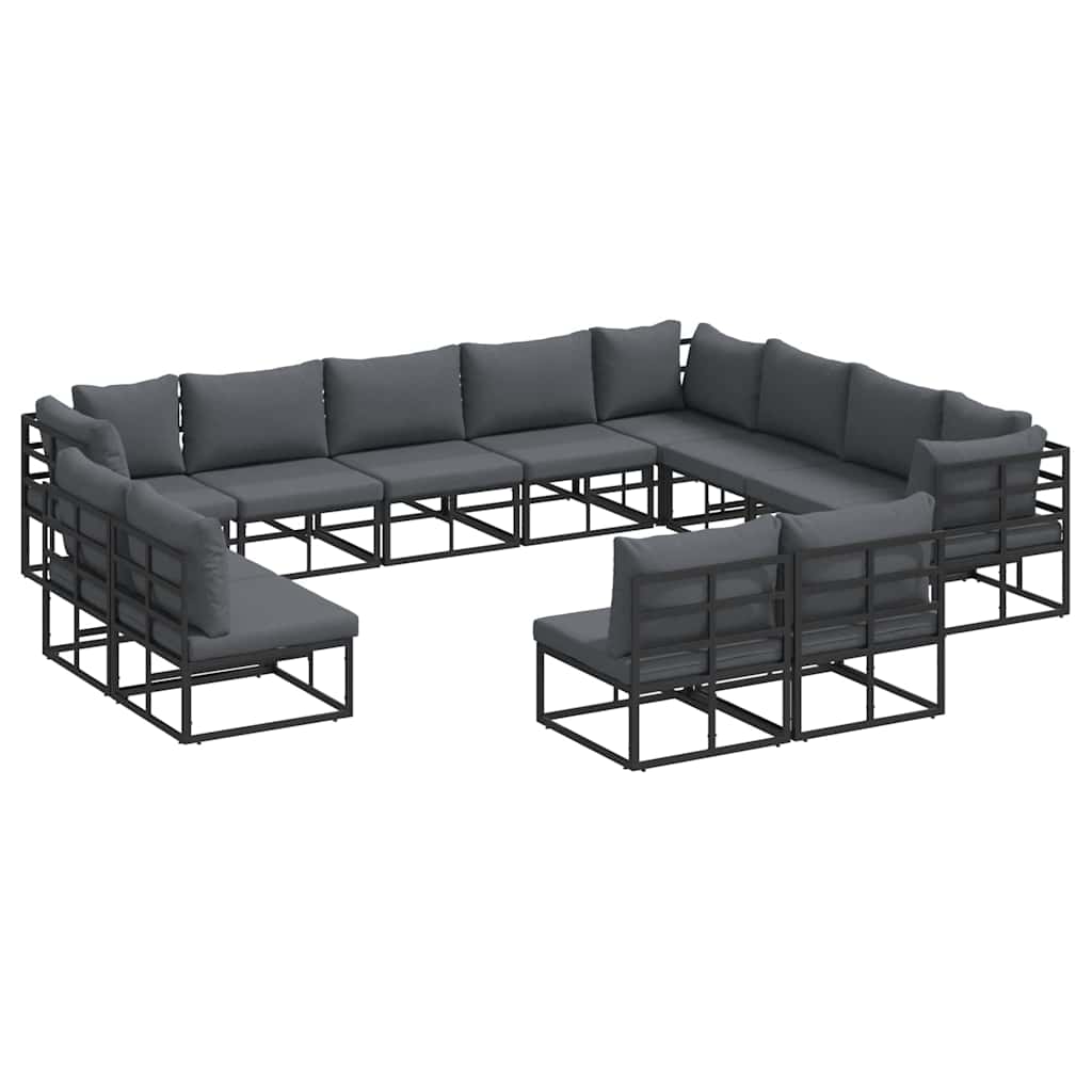 vidaXL Σετ Καναπέ Κήπου 12 pcs Μαύρο 353 x 283 x 71 εκ. Αλουμίνιο