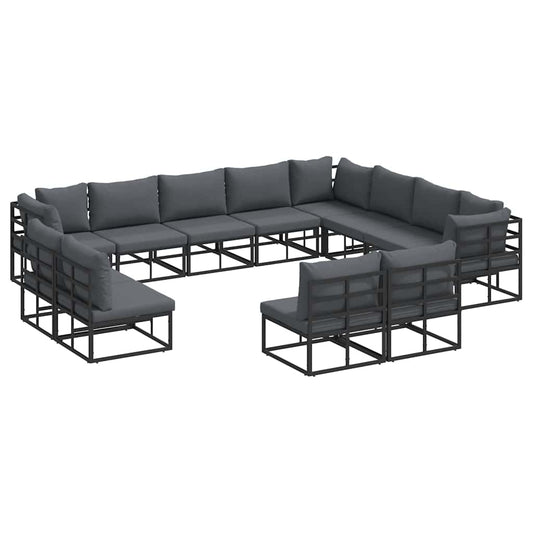 vidaXL Σετ Καναπέ Κήπου 12 pcs Μαύρο 353 x 283 x 71 εκ. Αλουμίνιο
