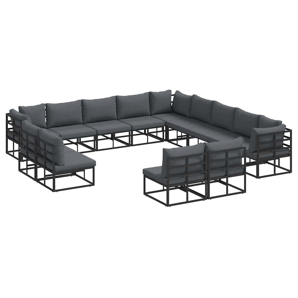 vidaXL Σετ Καναπέ Κήπου 13 pcs Μαύρο 353 x 353 x 71 εκ Αλουμίνιο