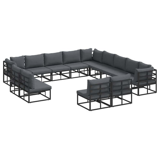 vidaXL Σετ Καναπέ Κήπου 13 pcs Μαύρο 353 x 353 x 71 εκ Αλουμίνιο