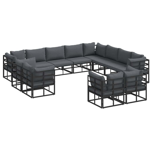 vidaXL Σετ Καναπέ Κήπου 12 pcs Μαύρο 353 x 283 x 71 εκ. Αλουμίνιο