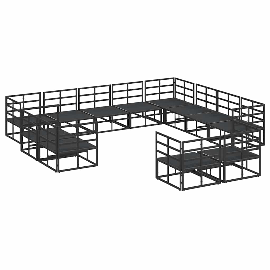 vidaXL Σετ Καναπέ Κήπου 12 pcs Μαύρο 353 x 283 x 71 εκ. Αλουμίνιο