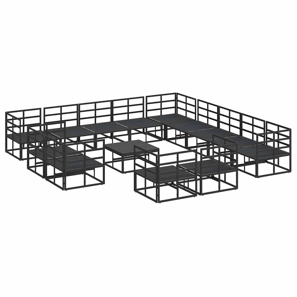 vidaXL Σετ Καναπέ Κήπου 14 pcs Μαύρο 70 x 70 x 32 εκ Αλουμίνιο