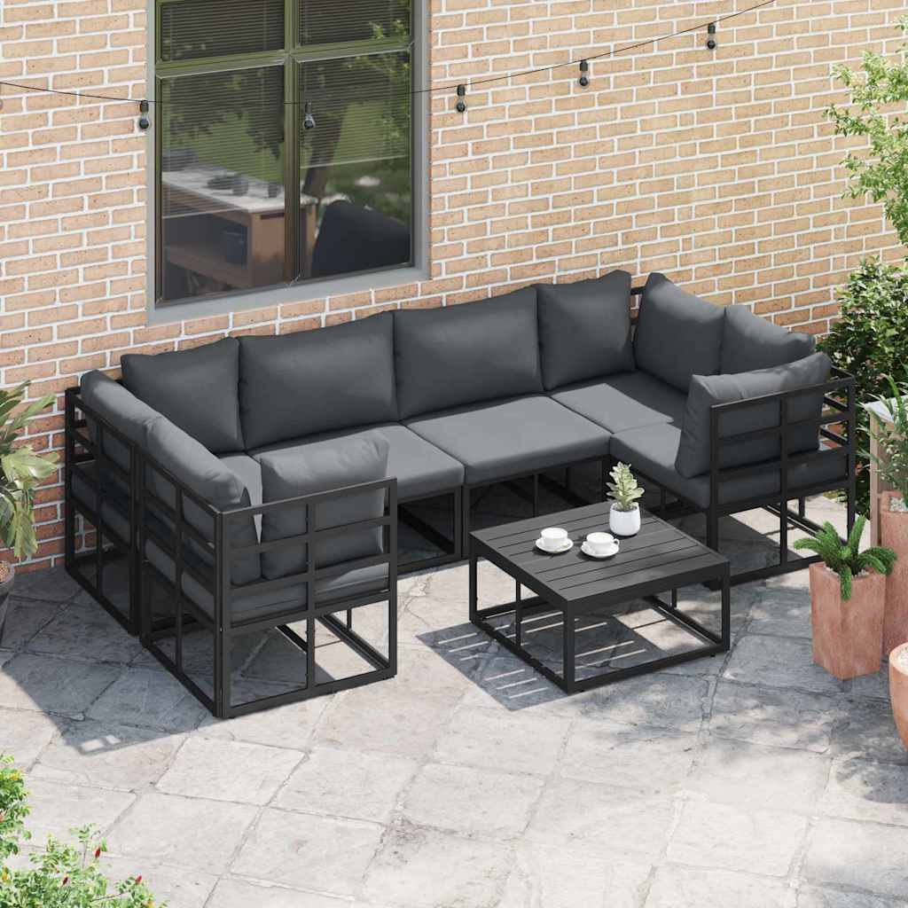 vidaXL Σετ Καναπέ Κήπου 6 pcs Μαύρο Αλουμίνιο