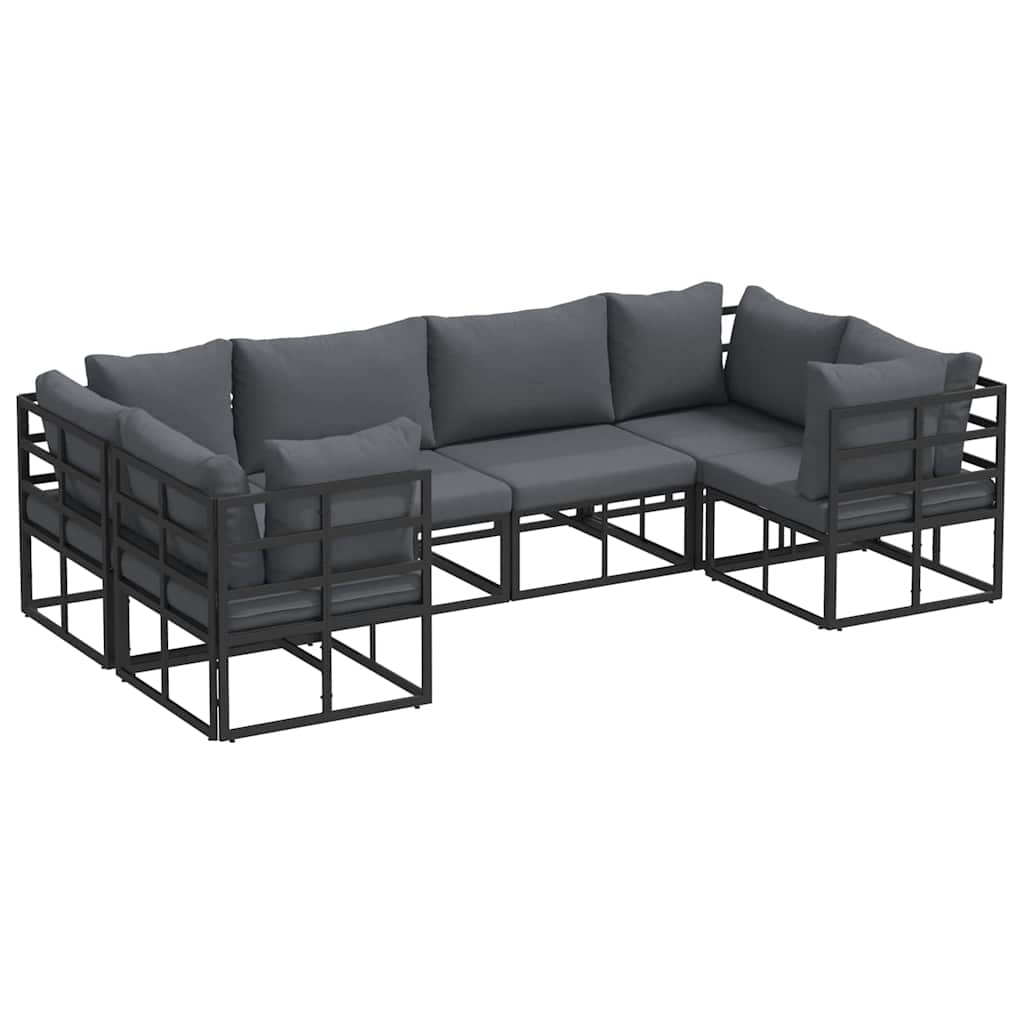 vidaXL Σετ Καναπέ Κήπου 6 pcs Μαύρο Αλουμίνιο