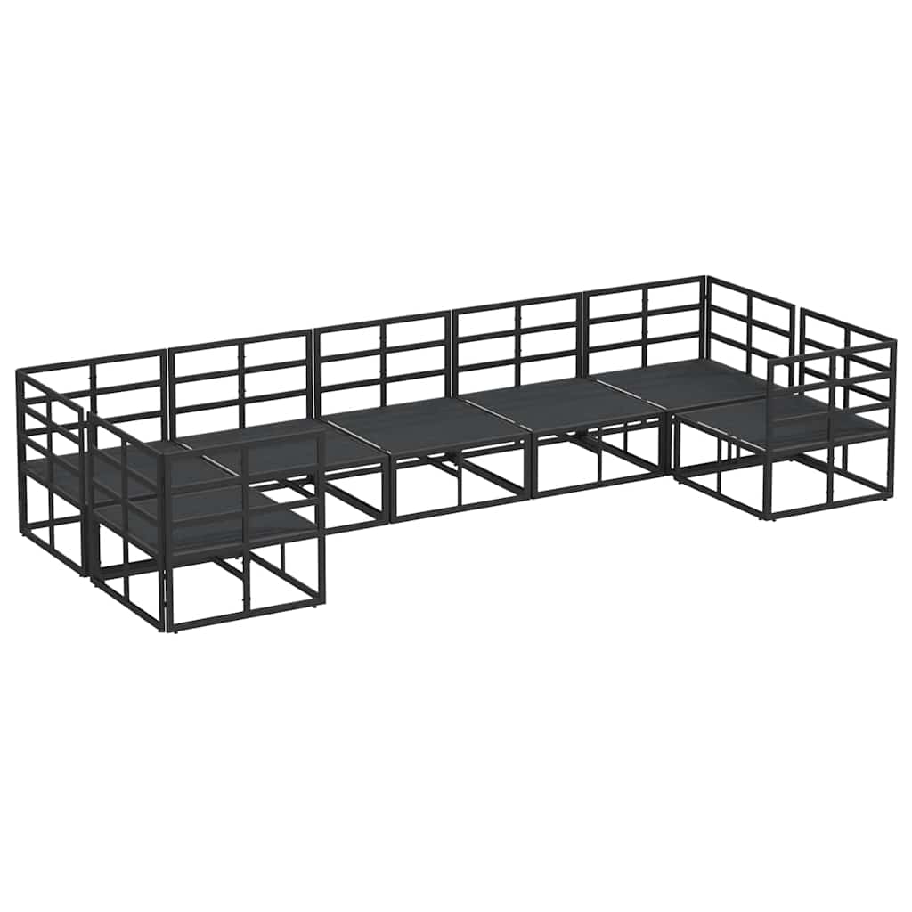 vidaXL Σετ Καναπέ Κήπου 7 pcs Μαύρο Αλουμίνιο