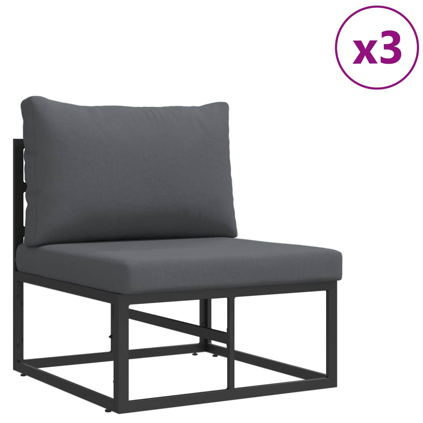 vidaXL Σετ Καναπέ Κήπου με μαξιλάρι 8 pcs Μαύρο Αλουμίνιο