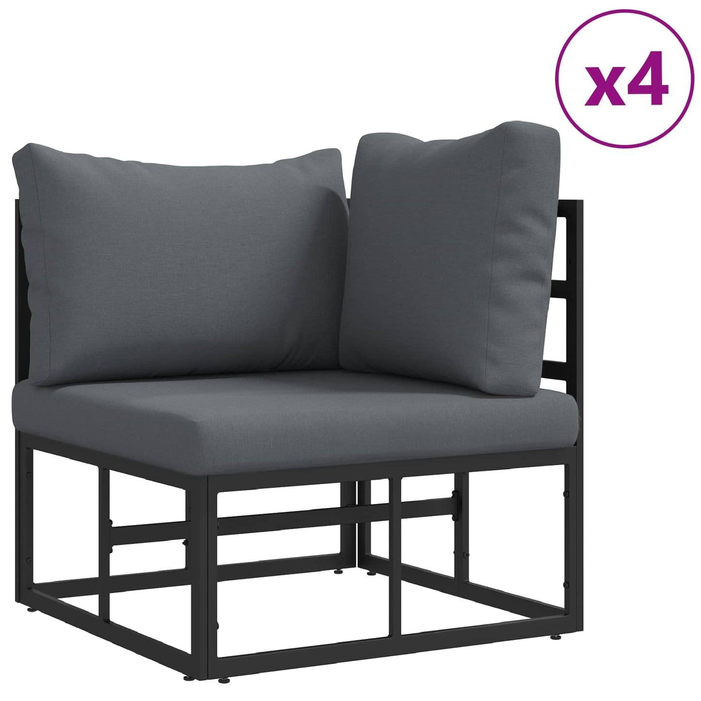 vidaXL Σετ Καναπέ Κήπου με μαξιλάρι 8 pcs Μαύρο Αλουμίνιο