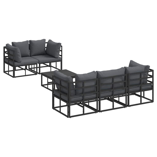 vidaXL Σετ Καναπέ Κήπου με μαξιλάρι 6 pcs Μαύρο Ατσάλι