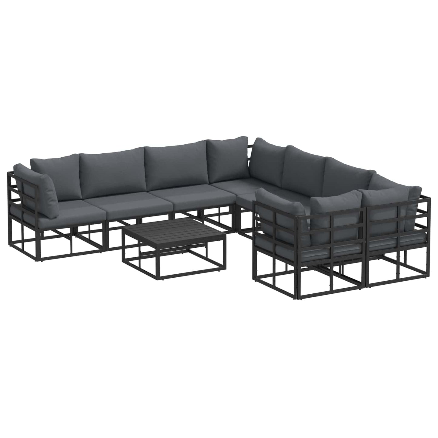 vidaXL Σετ Καναπέ Κήπου 9 pcs Μαύρο 70 x 70 x 32 εκ Αλουμίνιο