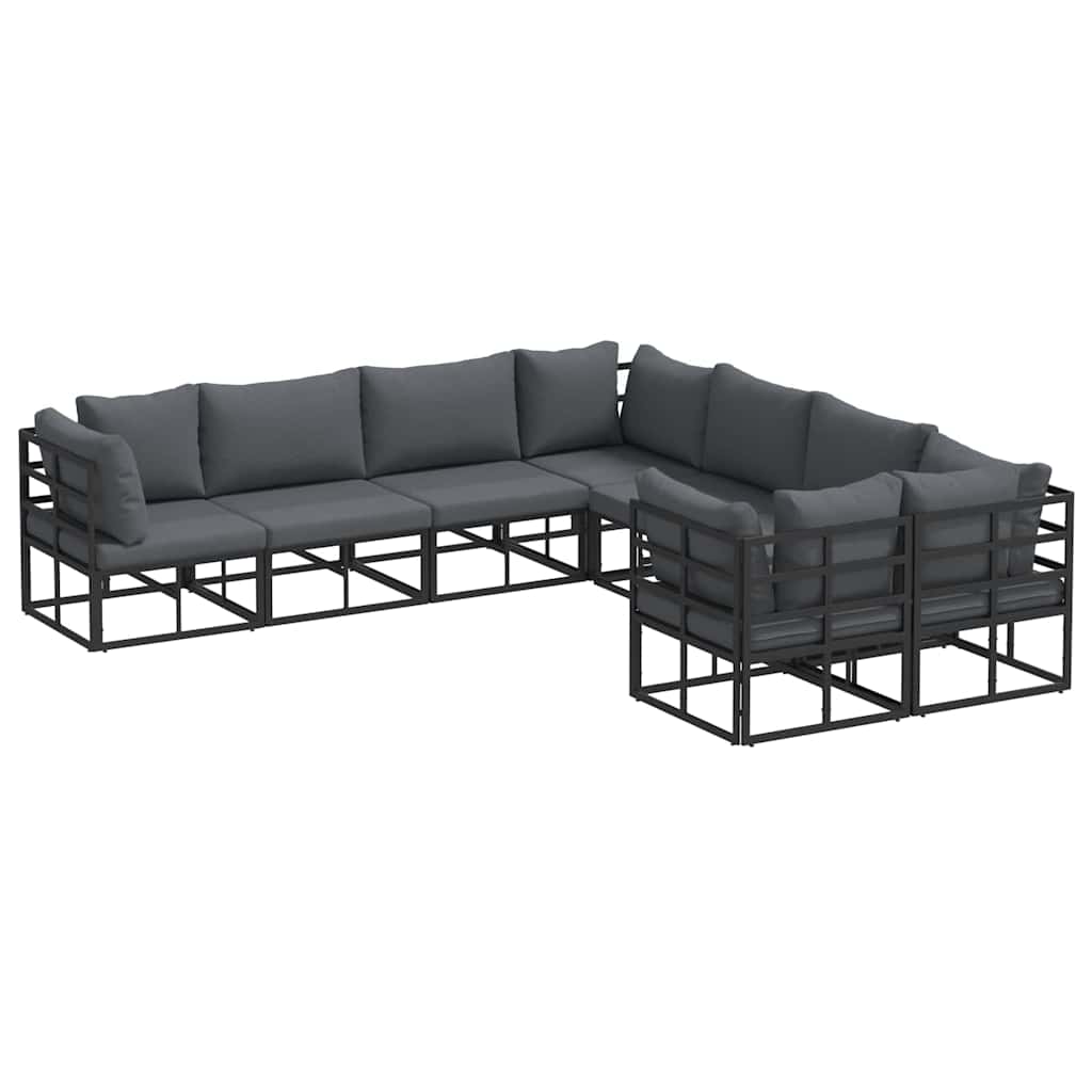 vidaXL Σετ Καναπέ Κήπου 8 pcs Μαύρο 283 x 283 x 71 εκ. Αλουμίνιο