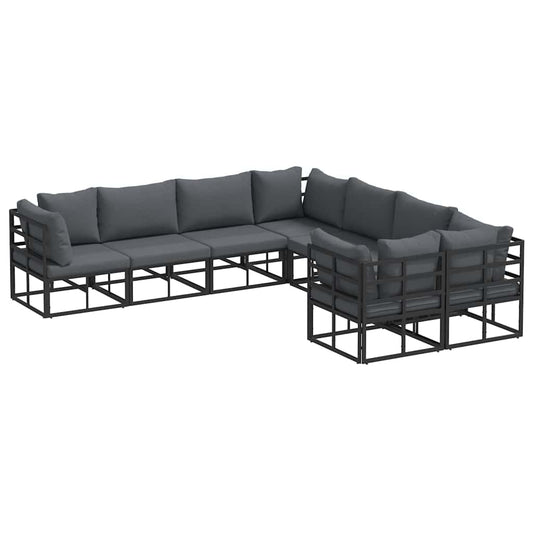 vidaXL Σετ Καναπέ Κήπου 8 pcs Μαύρο 283 x 283 x 71 εκ. Αλουμίνιο