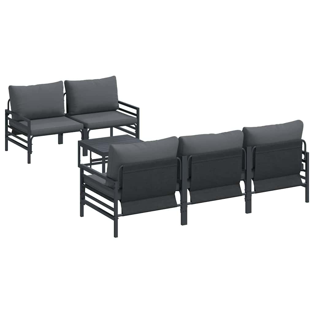 vidaXL Σετ Καναπέ Κήπου με μαξιλάρι 6 pcs Μαύρο Ατσάλι