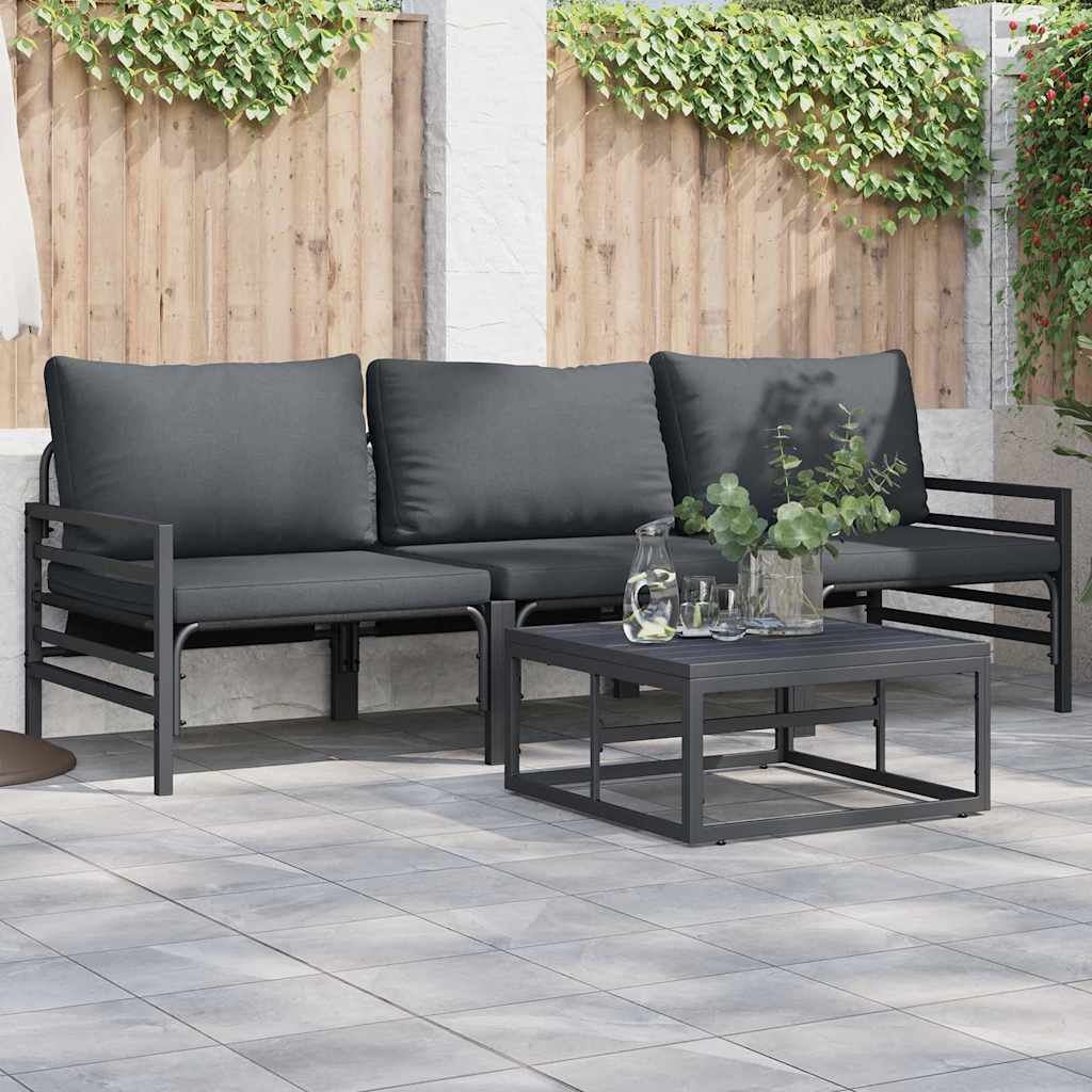 vidaXL Σετ Καναπέ Κήπου με μαξιλάρι 4 pcs Μαύρο Ατσάλι