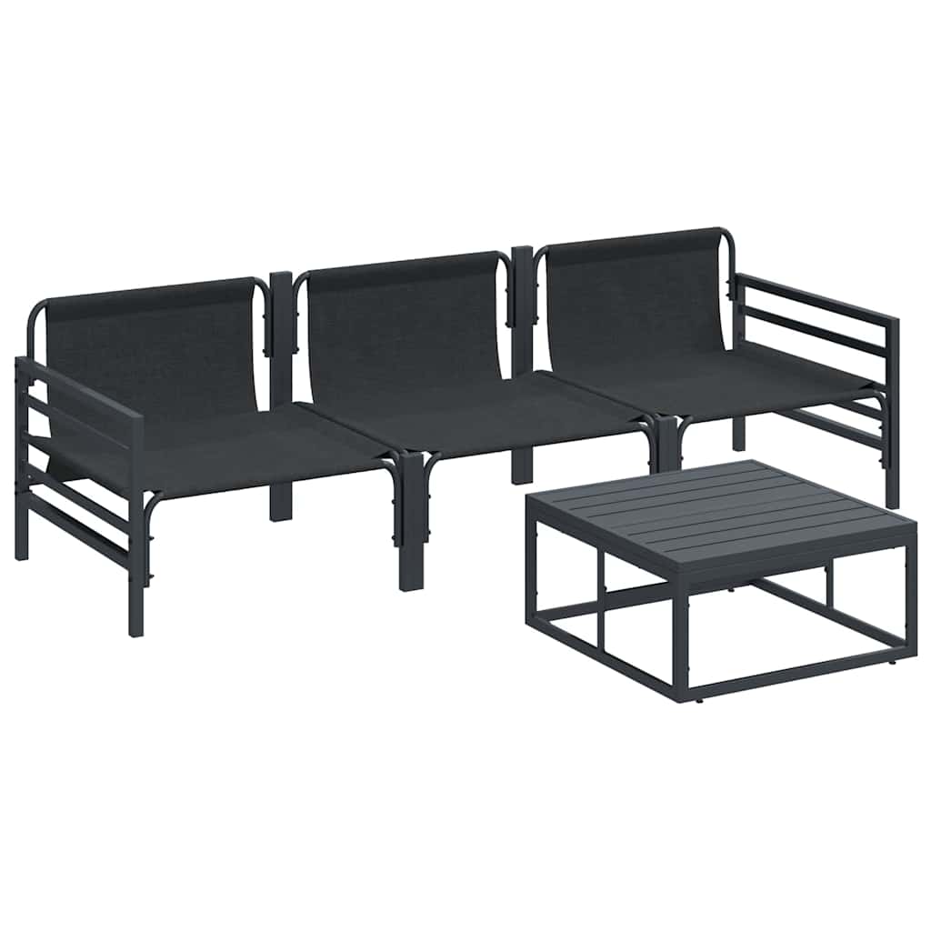 vidaXL Σετ Καναπέ Κήπου με μαξιλάρι 4 pcs Μαύρο Ατσάλι